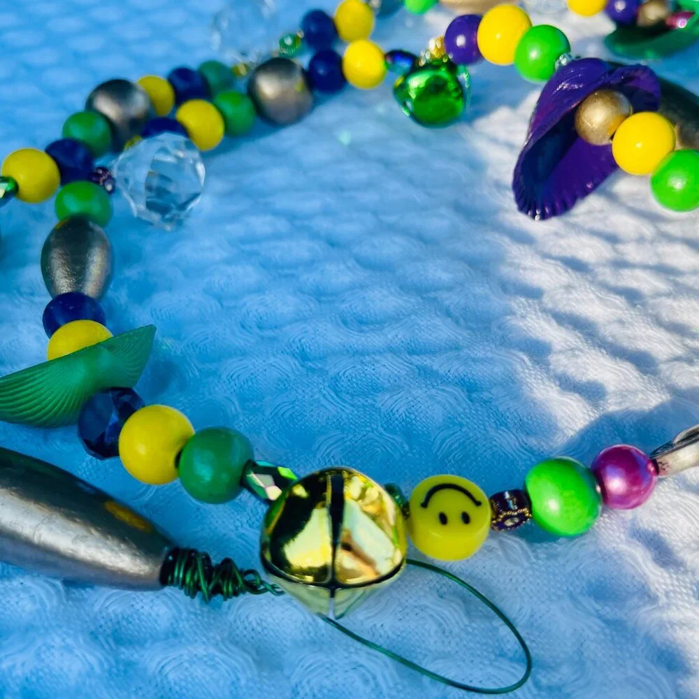 Hand Painted Beaded Mardi Gras Garland #3733
